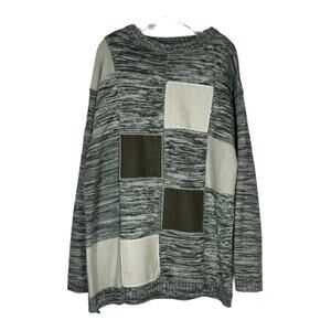 Vintage Wool Blend Patchwork Grandpa Sweater Mens Size XL